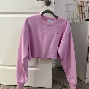 Champion Women's Light Pink Cropped Hoodie